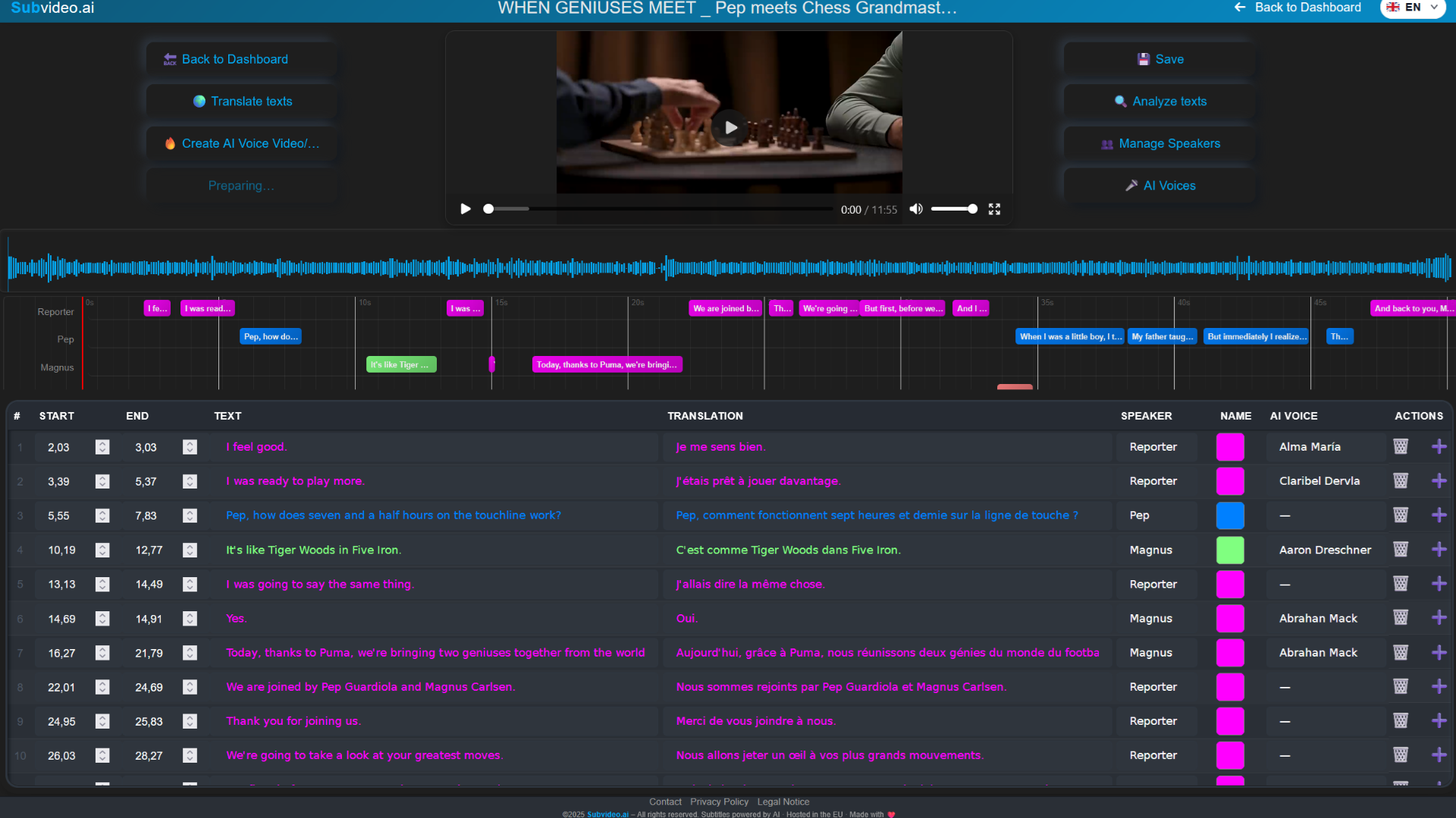 Timeline editor screenshot